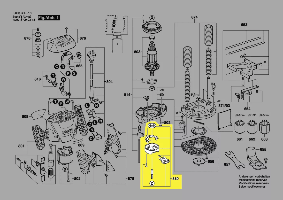 Carter blocage axe défonceuse POF 1400 ACE BOSCH